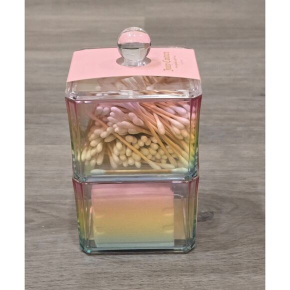 Juicy Couture Iridescent Rainbow Cosmetic Organizer w/Cotton Squares & Swabs - Picture 10 of 10